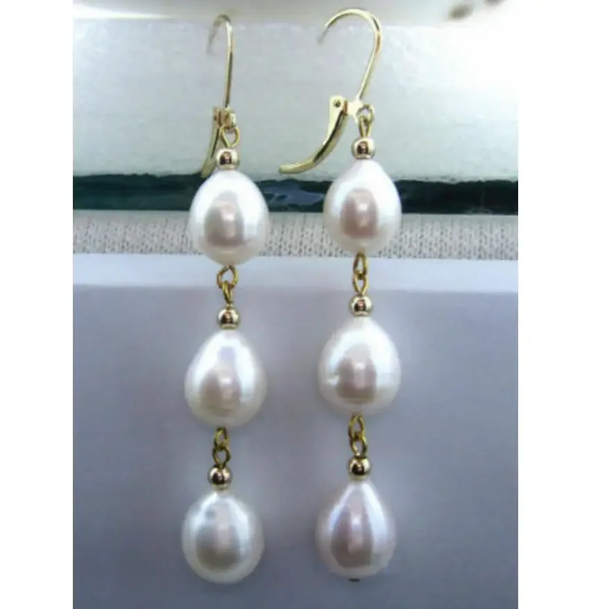 

Fashion jewelry PERFECT AAA SOUTH SEA WHITE PEARL EARRINGS 14k/20