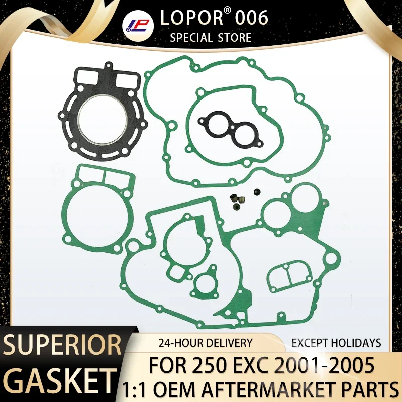 

LOPOR Complete Motorcycle Engine Cylinder Crankcase Clutch Starter Generator Cover Gasket Set FOR K.. 250 EXC 2001-2005