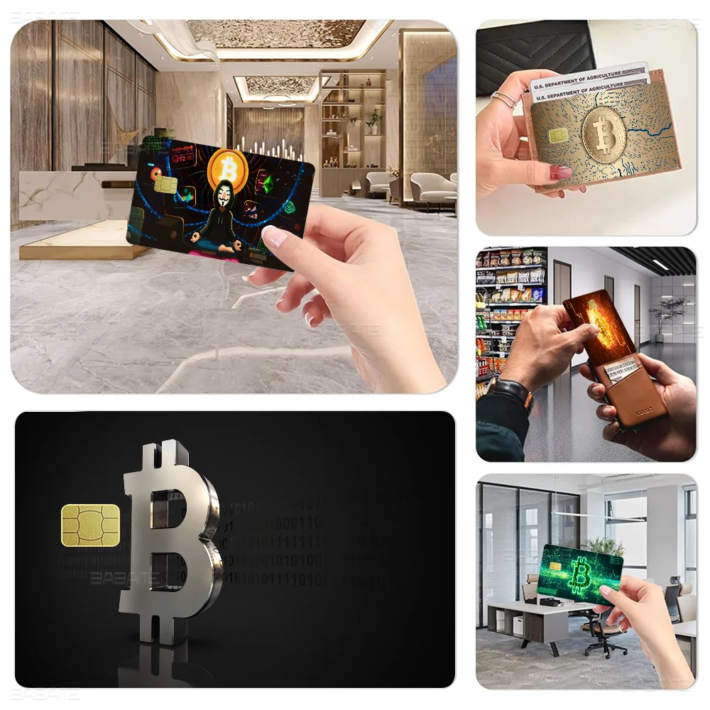 B-Bitcoin Fashion Matte Gold Silver Black Matte Film Skin Sticker Tape For Bank Credit Debit Card