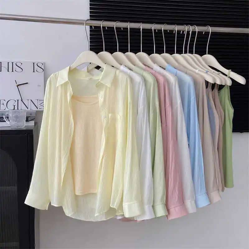 

Women's Summer Thin Chiffon Sun Protection irt with Strap Cardigan Small awl Outerwear Casual Loose Fit Long Sve ...