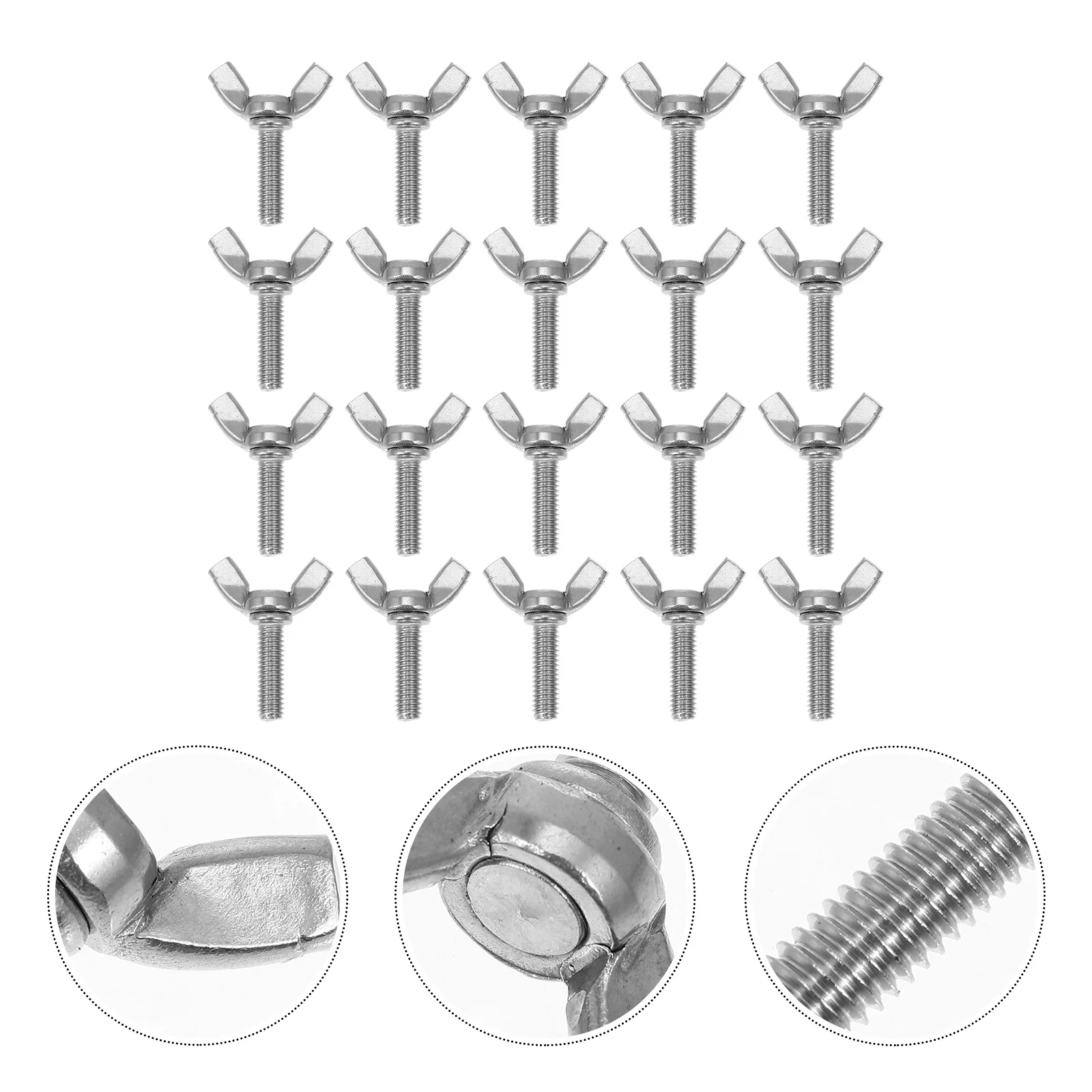 

20Pcs Wing Thumb Screws Stainless Steel Rust-Proof Durable Hand Turn Tightening Bolts M6x20 Multipurpose Metal Screws