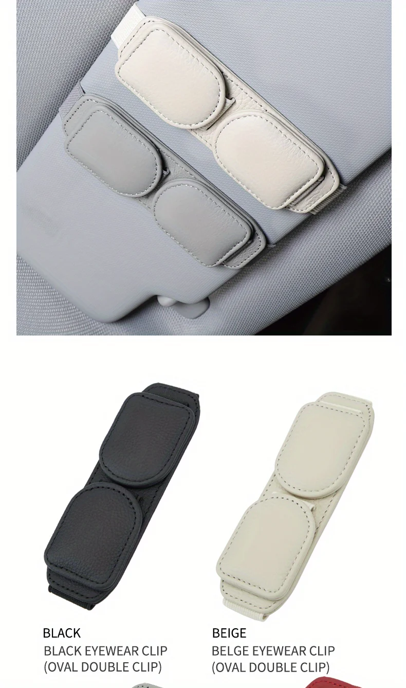 Auto-Sonnenbrillenhalter, Magnetischer Leder-Brillenclip, Sonnenblenden-Clip, Doppel-Kartenclip, Sonnenbrillenrahmen und Auto-Ticketclip – Detail 4