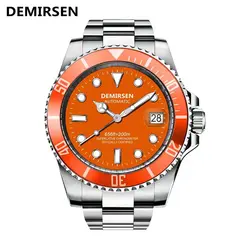 Luxury Top Brand Seagull Movement  Automatic Sapphire Glass Waterproof Watch Business Orange Luminous Men MechanicalWristWatch