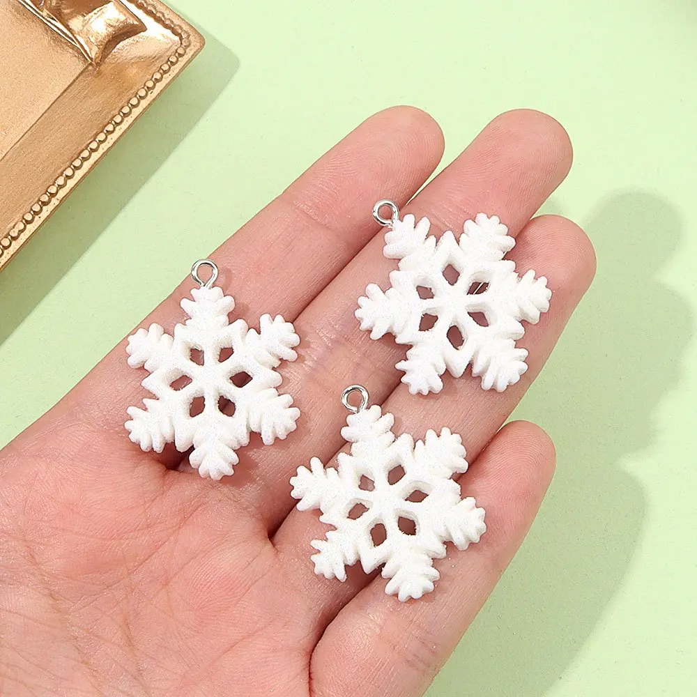3/12/24/48Pcs White Snowflake Shaped Pendant,DIY Necklace Earrings,Thanksgiving Christmas Halloween Valentine's Day Accessories