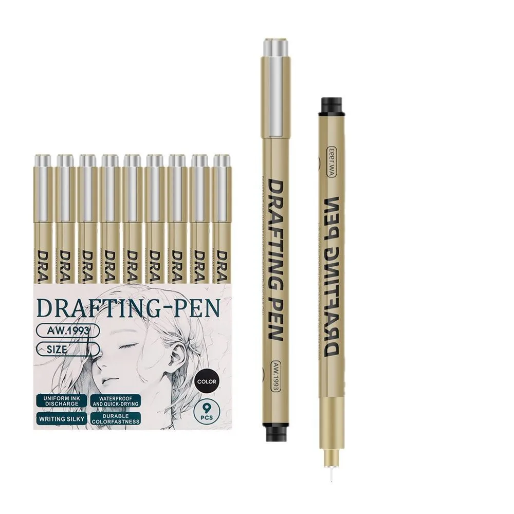 หลายขนาด Hook Line เข็มปากกากันน้ํา Art Sketching Line Drawing สีดําแปรงภาพวาดออกแบบอุปกรณ์โรงเรียน