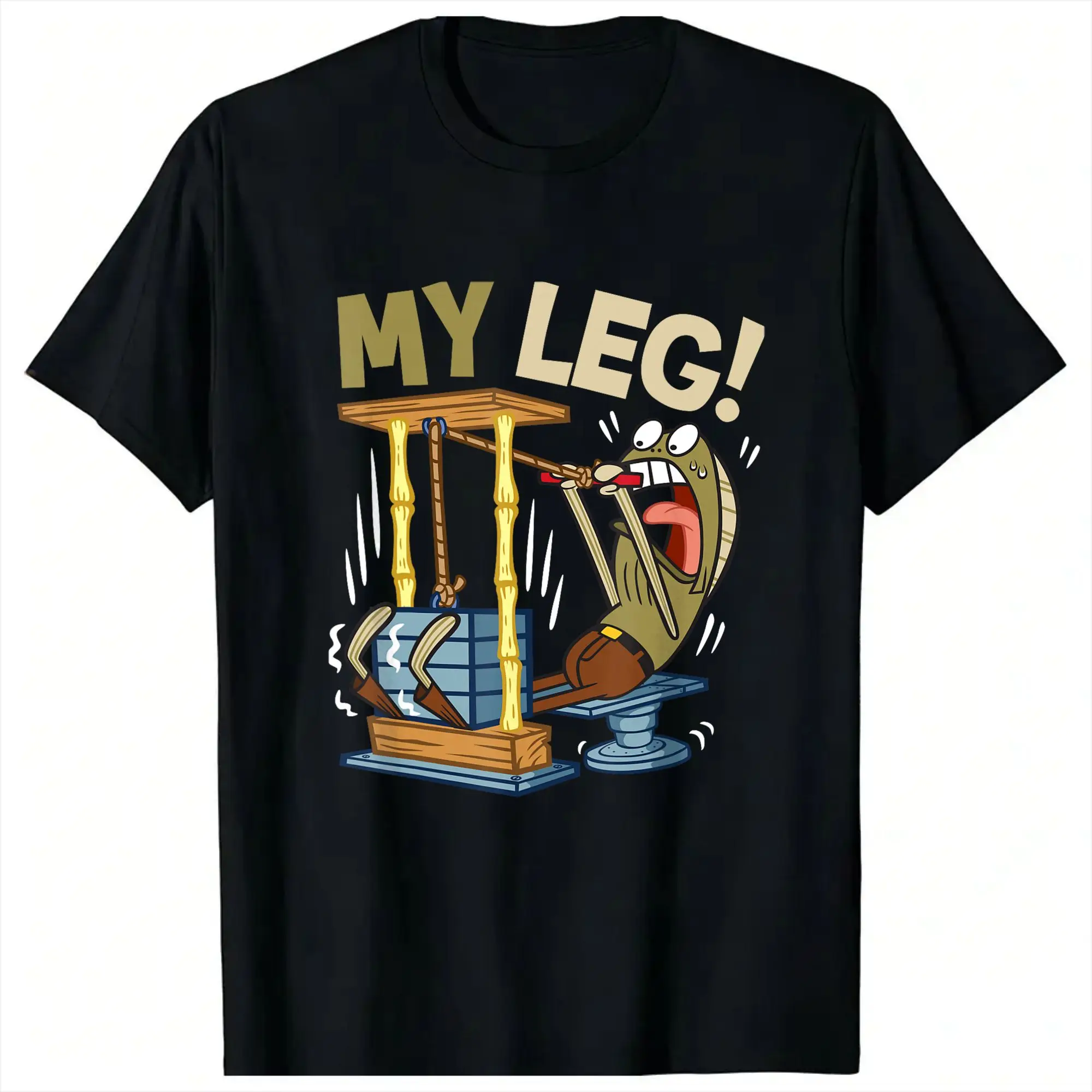 Streetwear T-Shirt My Leg Legs Day Weight Lifting Bodybuilding Spongebobs Cotton Tee Shirt for Mens Summer Short Sleeve Tops