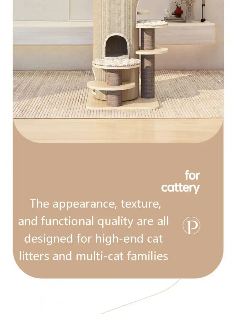 Cat ClimFrame Castle Series, Cat Tree and Solid Wood, Large Cat House, Luxury Paradise Space Capsule