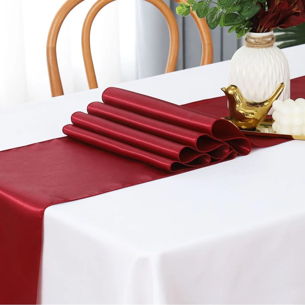 

10pc, Beautiful Satin,Smooth Silk Table Flags Runners Cover,Event Hotel Party Table Decoration,Wedding Desert Table Runner Cloth