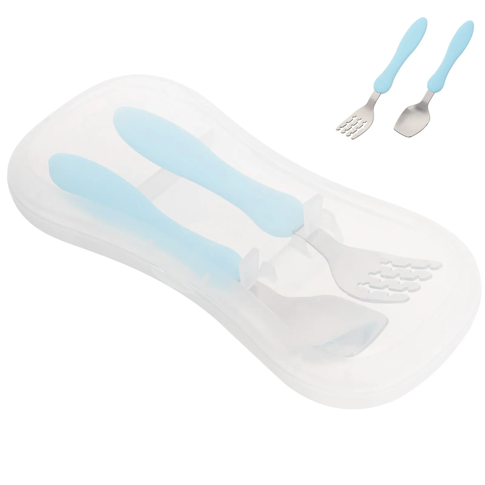 

1Set Baby Utensils Toddler Spoon Fork Set Self Feeding Training Lightweight Portable Baby Feeding Tools for Travel Outdoor