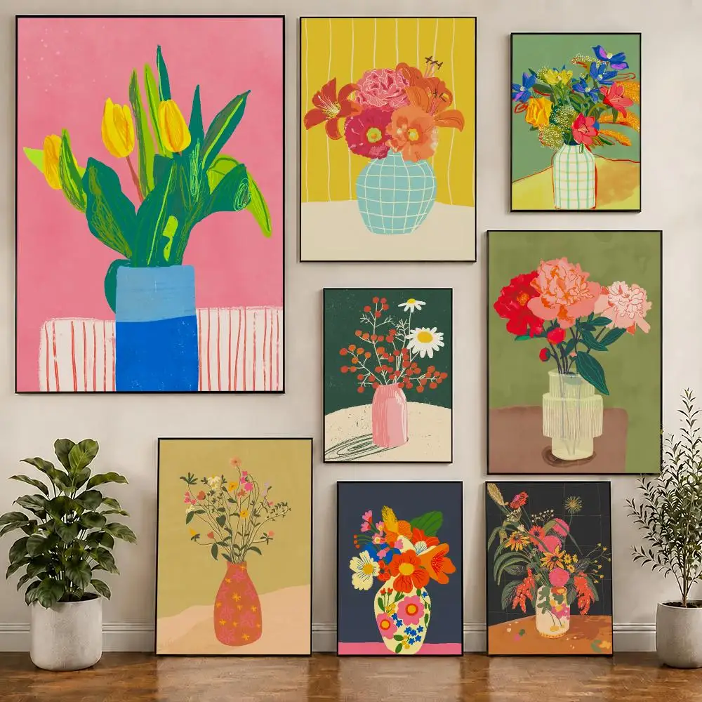 Bouquet of Flowers Painting Calligraphy Canvas Poster Bedroom Living Room bar Hallway House interior Wall Decor