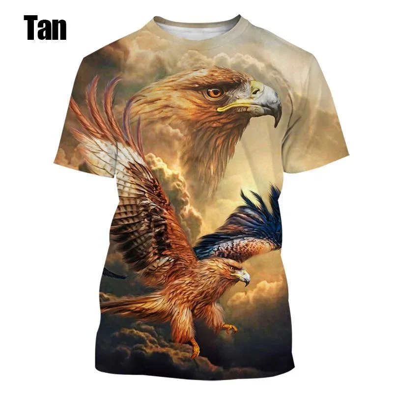 Summer Cool Eagle 3D Printing T Shirt New Fashion Men\'s Round Neck Short-sleeved Bald Eagle T-shirt
