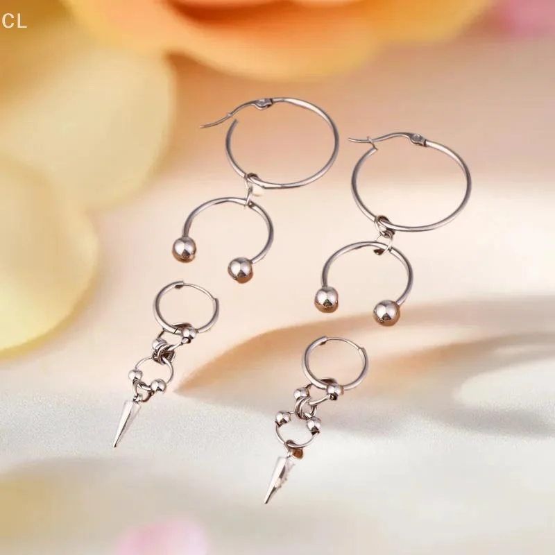 Pendientes de aro de herradura en forma de U de acero inoxidable estéticos Y2K Nore Clip Charms pendientes colgantes joyería gótica Punk