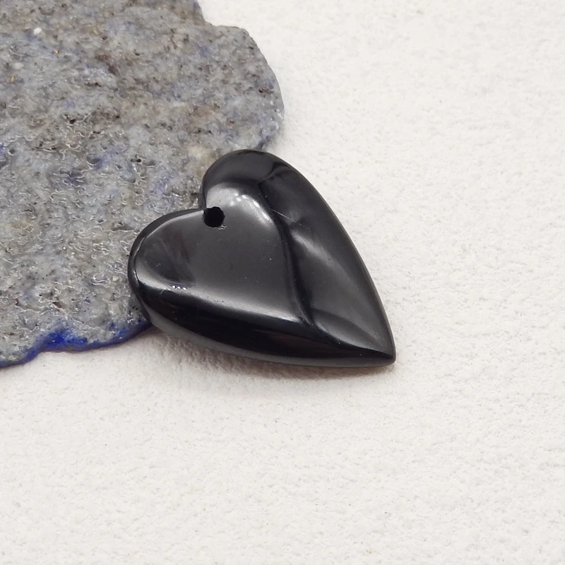 Cuenta colgante de corazón de obsidiana de piedra Natural, colgante de piedra semipreciosa para la fabricación de joyas, 27x23x6mm, 5g