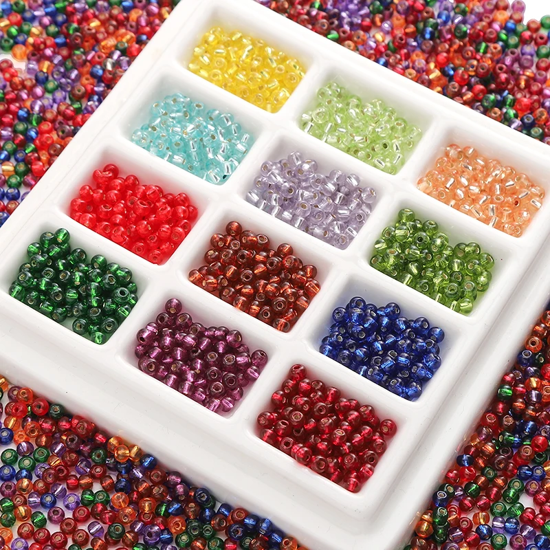 300pcs Silver Lined Seed Beads, 3mm Round Czech Glass Beads