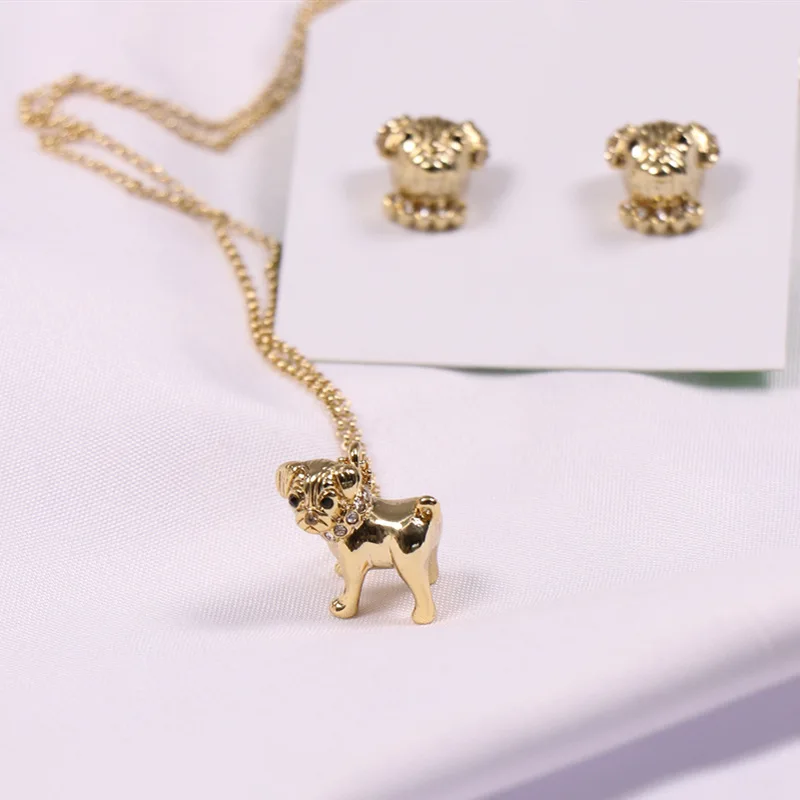 

European Minimalist New Pug Happy Dog Bracelet, Earrings or Necklace Luxury Fashion Jewelry