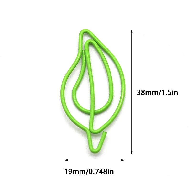 Klip kertas berbentuk daun hijau logam klip kertas dekoratif pin kertas bentuk daun warna kreatif untuk Notebook perencana