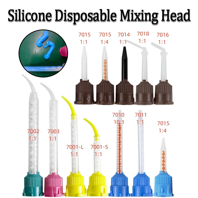 

50Pcs Dental Disposable Film Mixing Head Silicone Rubber Transport Mixing Tube Dental Laboratory Impression Materials