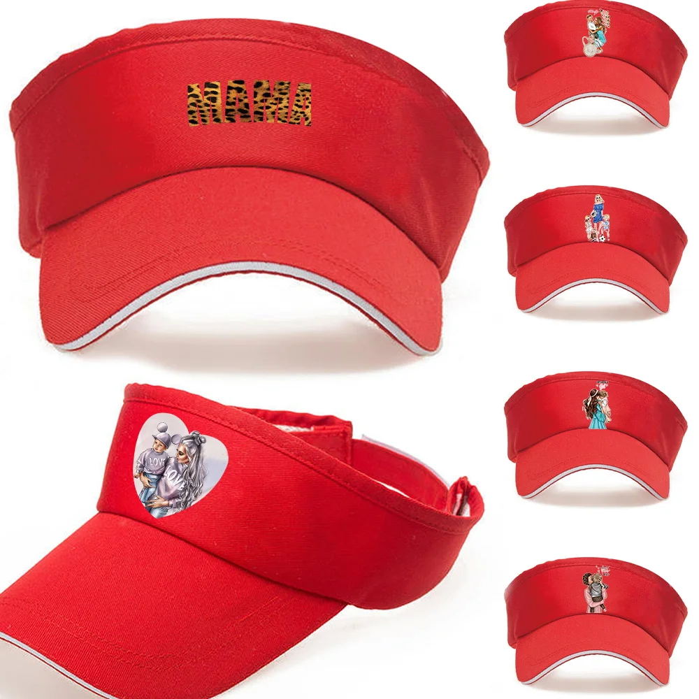 

2023 Baseball Cap New Era Design Adjustable Sun Hat Mask Mom Series Red Empty Top Hat for Golf Marathon Red Running Caps