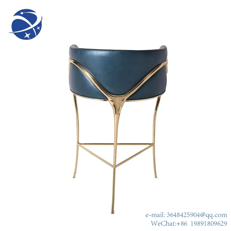 YYHC Italian latest design new model luxury furniture high class copper bar stool chair