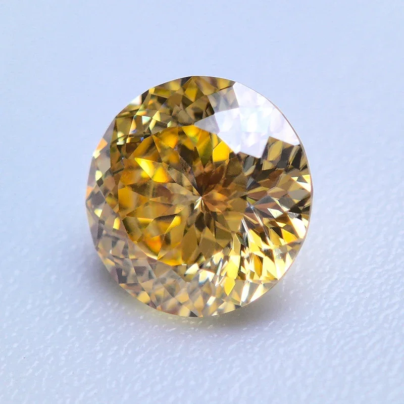 Moissanite batu lemon warna kuning bentuk bulat 100 potongan segi Lab tumbuh batu permata untuk pesona perhiasan wanita dengan sertifikat GRA