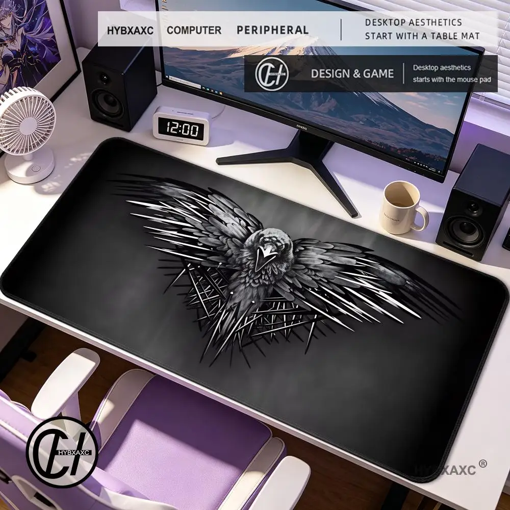 

HYBXAXC Crow Skull Ravens Mouse Pad Non-slip Locking Edge DeskMat PC Laptop Accessories Rubber Keyboard Game Carpet