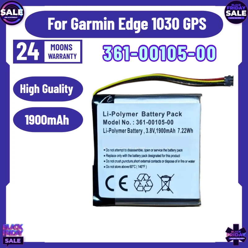 

High Quality 1900mAh 361-00105-00 Battery Replacement Battery for Garmin Edge 1030 GPS Watch Battery Bicycle Speed Meter