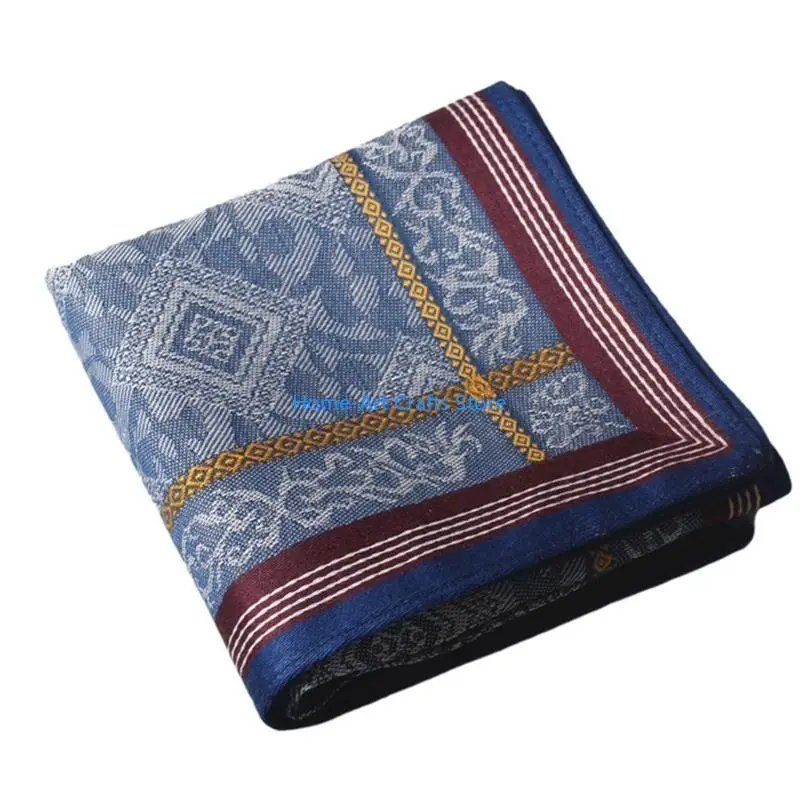 Y3NA Large Cotton Handkerchief Random Color Sweat-absorbing Men's Handkerchiefs Stylish Pattern Kerchief