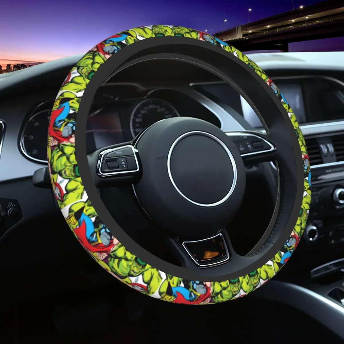 

Custom Hulk VS Thor Classic Universal Steering Wheel Cover Fit for SUV Car Steering Wheel Protector Auto Accessories