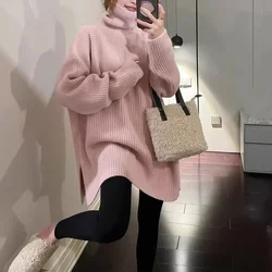Turtleneck Y2k Striped Kintted Sweater Women Long Korean E-girl Loose Pullovers Spring Autumn Winter Jumper Streetwear Sueter