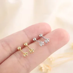 New Fashion Simple Cute Mini Flower Earrings For Women Girls Gold Silver Color Screw-back Stud Earring For Teen Jewelry Gift