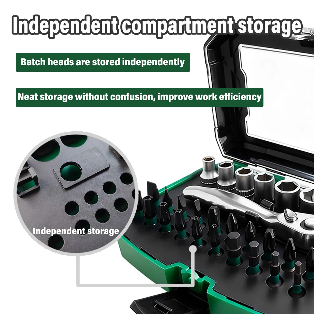 30Pcs Ratchet Wrench Set Portable Socket Screwdriver Bit 1/4