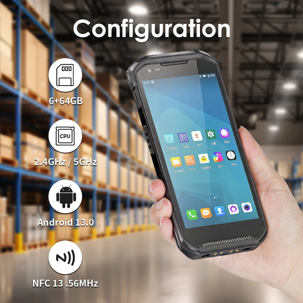 Effon TA06 Google Approved Rugged Android13 4+64GB 5200mAh Battery IP66 Handheld Terminal 1D 2D PDA WIFI NFC Express Stock
