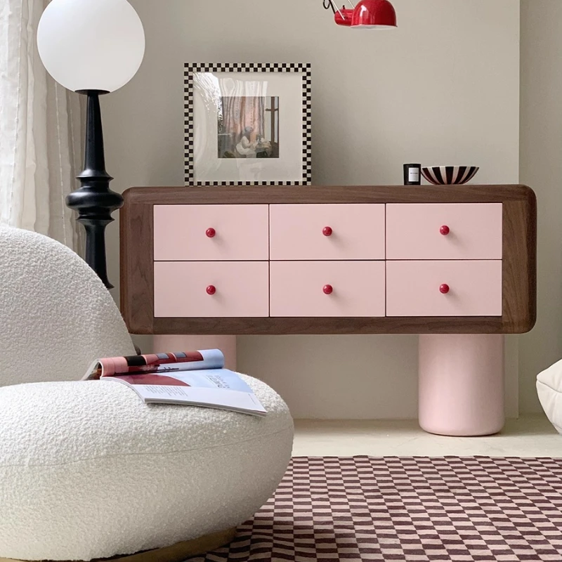 

Medieval six-chest cabinet, bedroom against the wall, dopamine drawer cabinet, storage cabinet, solid wood