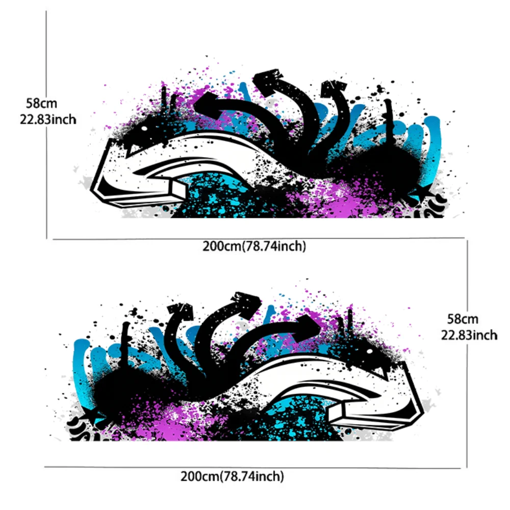 2pcs Arrow colored splash Car Side Wraps, Self-Adhesive PVC Waterproof & Scratch-Resistant Stickers, Car Accessory Gift