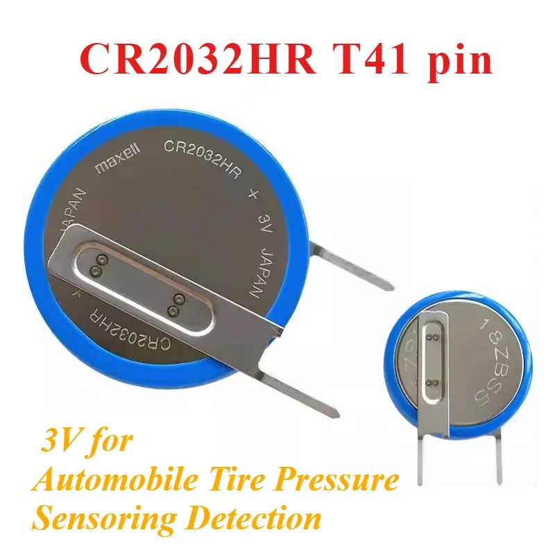 1-2pcs/lot CR2032HR with T41 Welding Pin 3V CR2032HR-T41 Battery for Automobile Tire Pressure Sensoring Detection