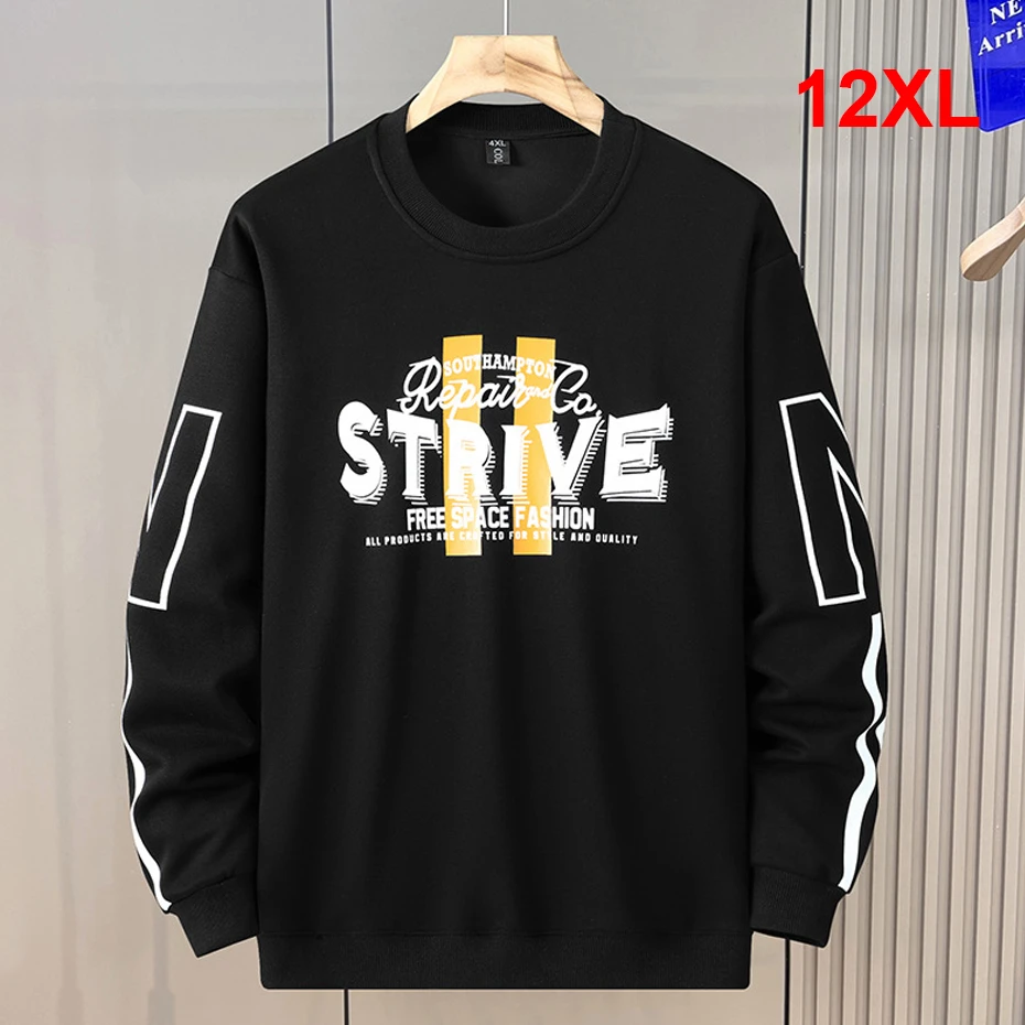 

12XL Plus Size Sweatshirts Men Spring Autumn Print Sweatshirt Fashion Casual O-neck Pullover Male Big Size 12XL