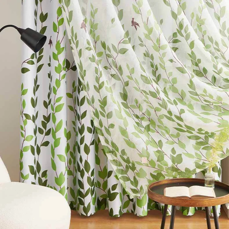 

Nordic Modern Simplicity Curtains for Living Room Bedroom Dining Room Small Fresh Leaf Curtains Printed Blackout Curtains Window