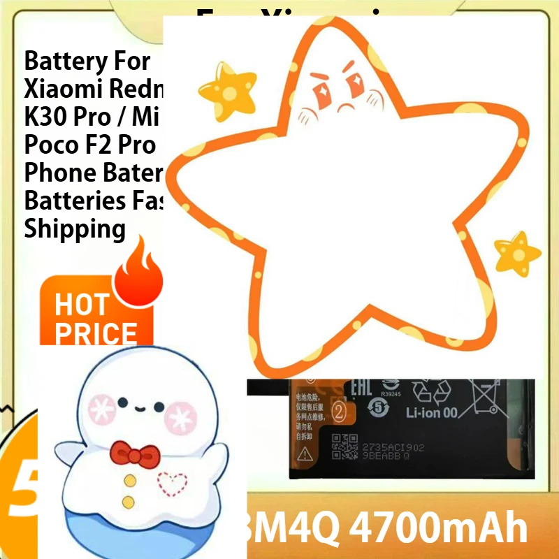 

BM4Q 4700mAh Battery For Xiaomi Redmi K30 Pro / Mi Poco F2 Pro Phone Bateria Batteries Fast Shipping