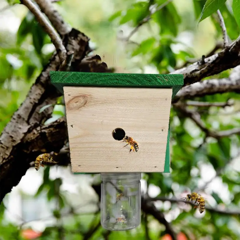 Carpenter Bee Traps Natural Cabin Wood Bee Traps Bee Catchers For Outside Hang From Eaves Deck Railings Or Under Branches