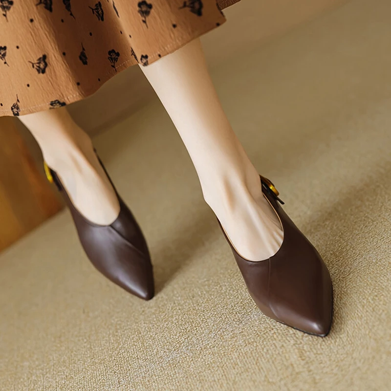 NEW Spring/Autumn Women Pumps Split Leather Shoes for Women Pointed Toe Thin Heel Shoes Cocise High Heels Office Ladies Shoes