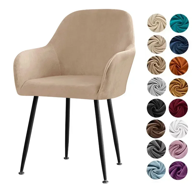 

Velvet High Arm Chair Cover Elastic Dining Chair Slipcovers Stretch Armchair Chairs Covers Seat Cover Wedding Decor Washable