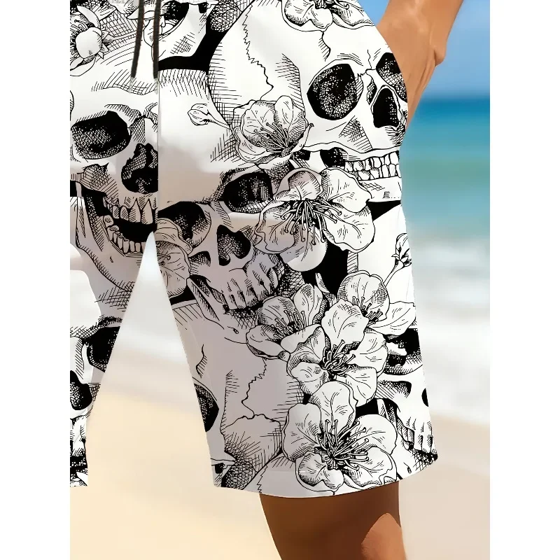 

Мужские быстросохнущие плавки с 3D-принтом в виде черепа — легкие пляжные шорты с карманами и завязками для серфинга.