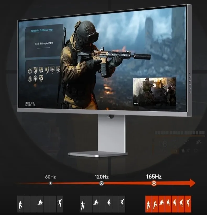 34 Inch 165Hz Gaming Monitor 1ms Response Time HDR400 WQHD Resolution IPS Panel Sleek Aluminum Chassis for Immersive Gameplay