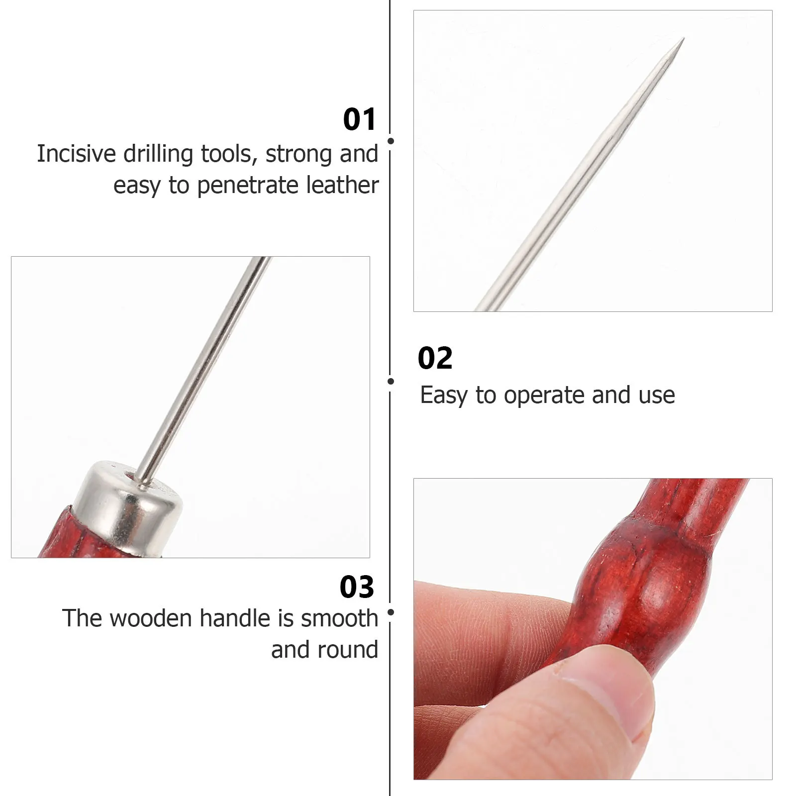 

12Pcs Craft Awls Wood Handle Stitching Tools for Sewing Patchwork Drilling DIY Repair Supplies Strong Penetration