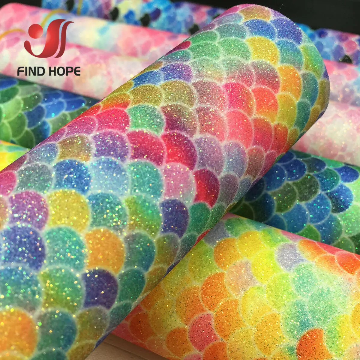 6Pcs/Set Mermaid Fish Scale Iridescent Shiny Glitter Fabric Leather Vinyl Sewing Bow Doll Handmade DIY Earring Craft decor A5