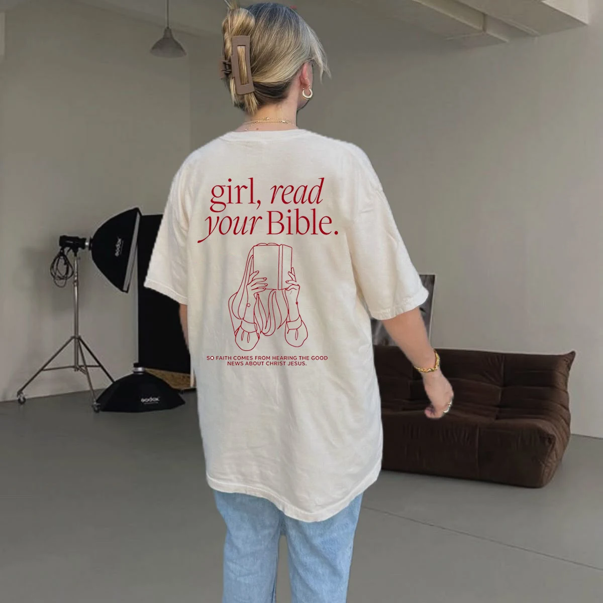 Mädchen-T-Shirt mit Aufdruck „Lesen Sie Ihre Bibel“ für Damen, Vintage-Stil, niedliches, kokettes, ästhetisches christliches T-Shirt, Streetwear, Bibelvers-Grafik-Tops – Detail 2