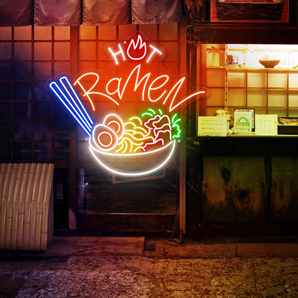 

Japanese Ramen Led Neon Light Hot Ramen Noodles Neon Sign Custom Restaurant Kitchen Wall Art Decor Neon Sign Food Shop Decor