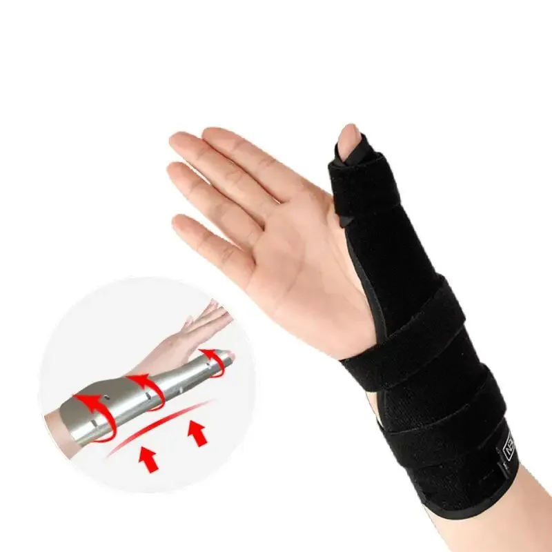 Wrist Thumb Support with Moldable Metal Splints & Adjustable Removable Straps Trigger Thumb Spica Splint Stabilizer Hand Wrap