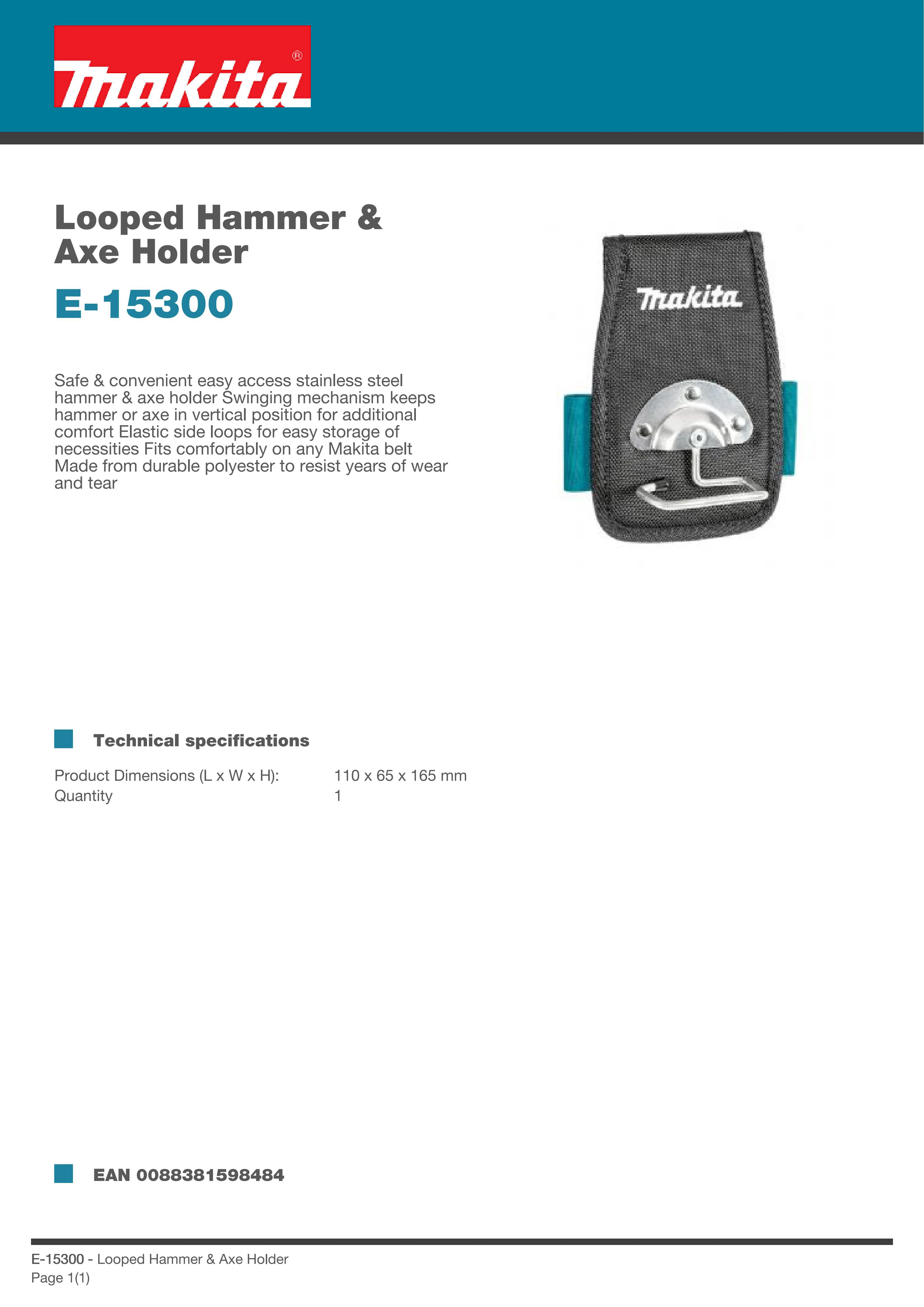 Makita E-15300 Looped Hammer Axe Holder Power Tool Accessories