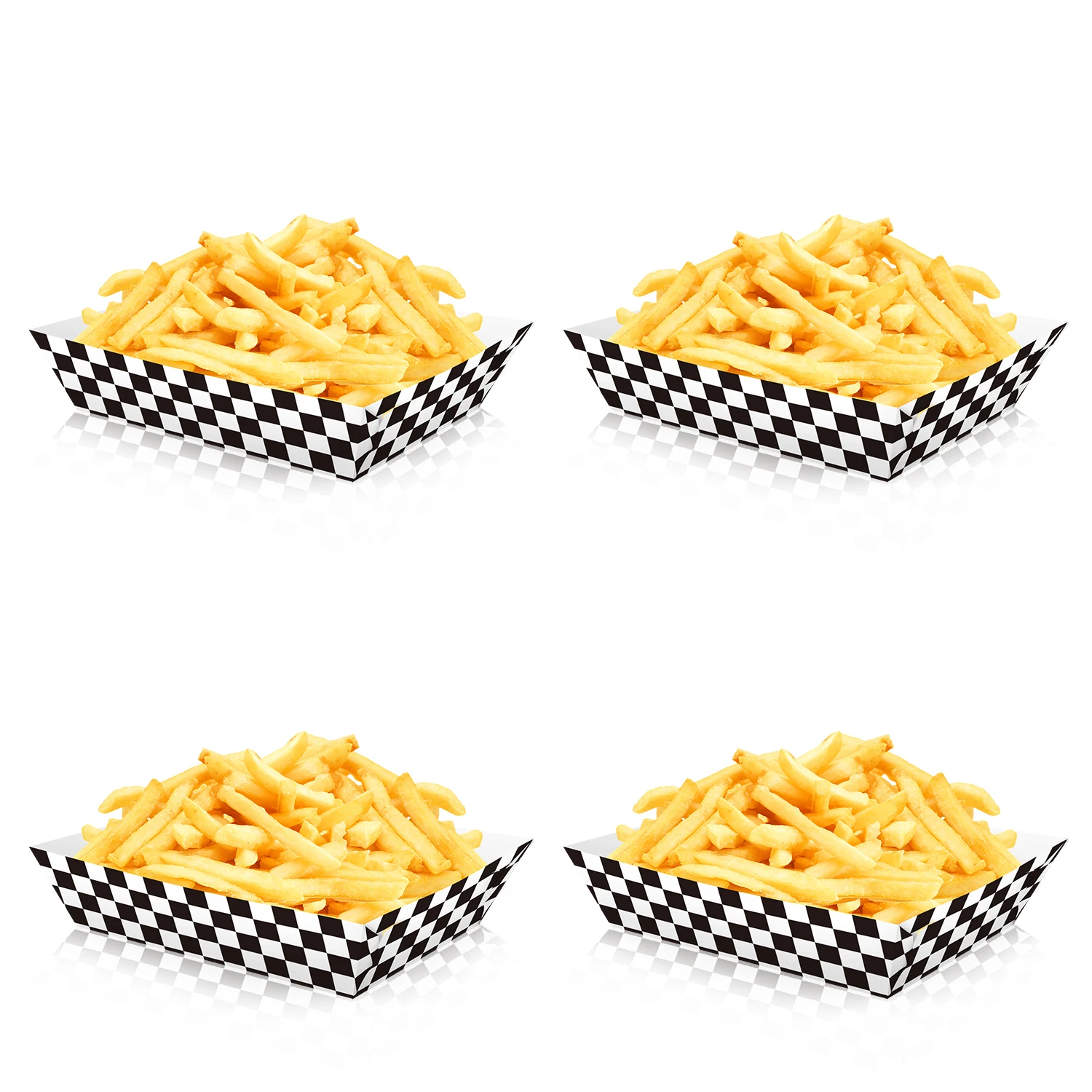 6/12pcs Race Car Black White Checkered Food Boxes Paper Snack Trays Birthday Party Supplies Food Holders for Popcorn Nacho Snack